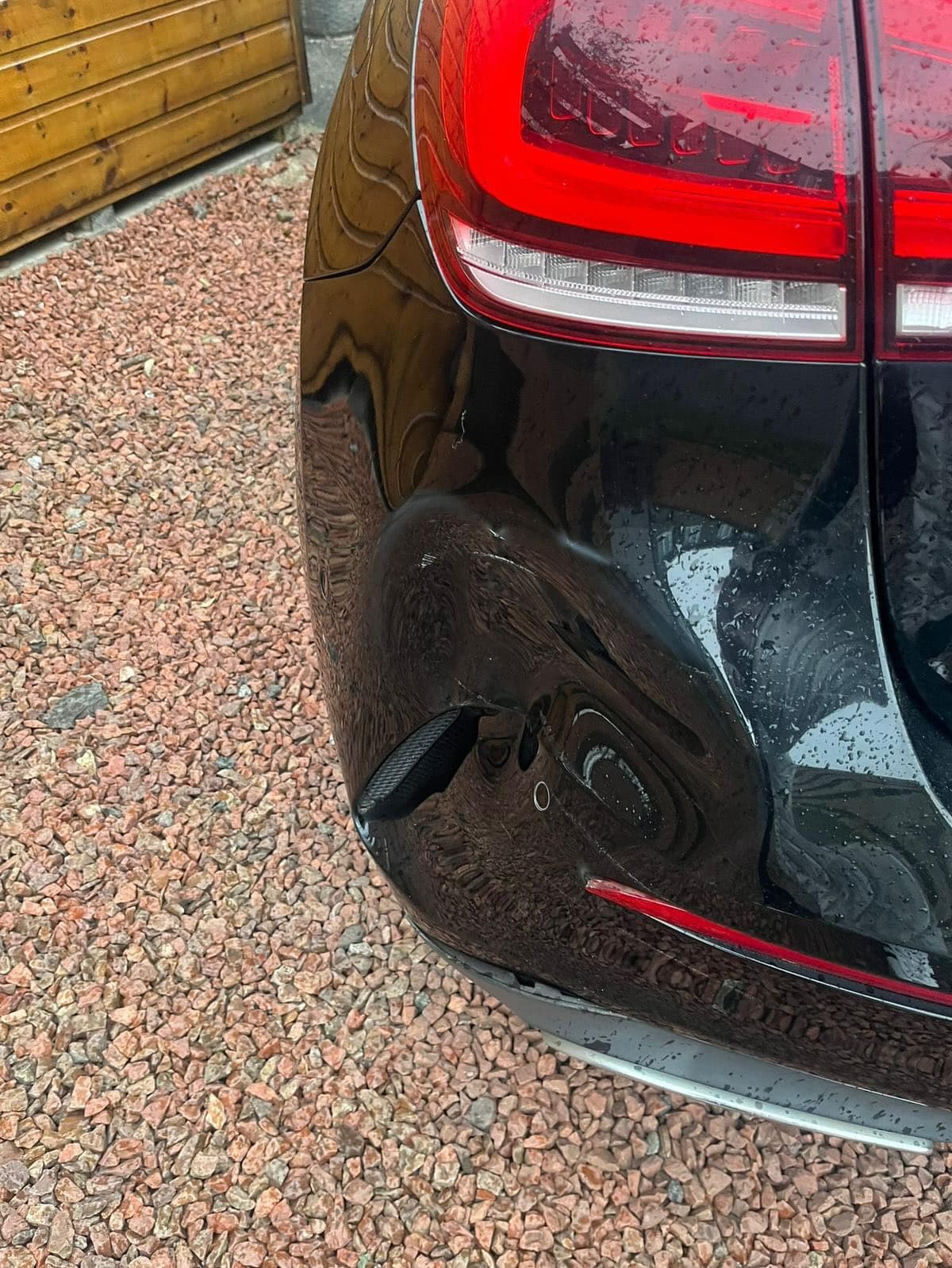 Rear bumper damage before repair